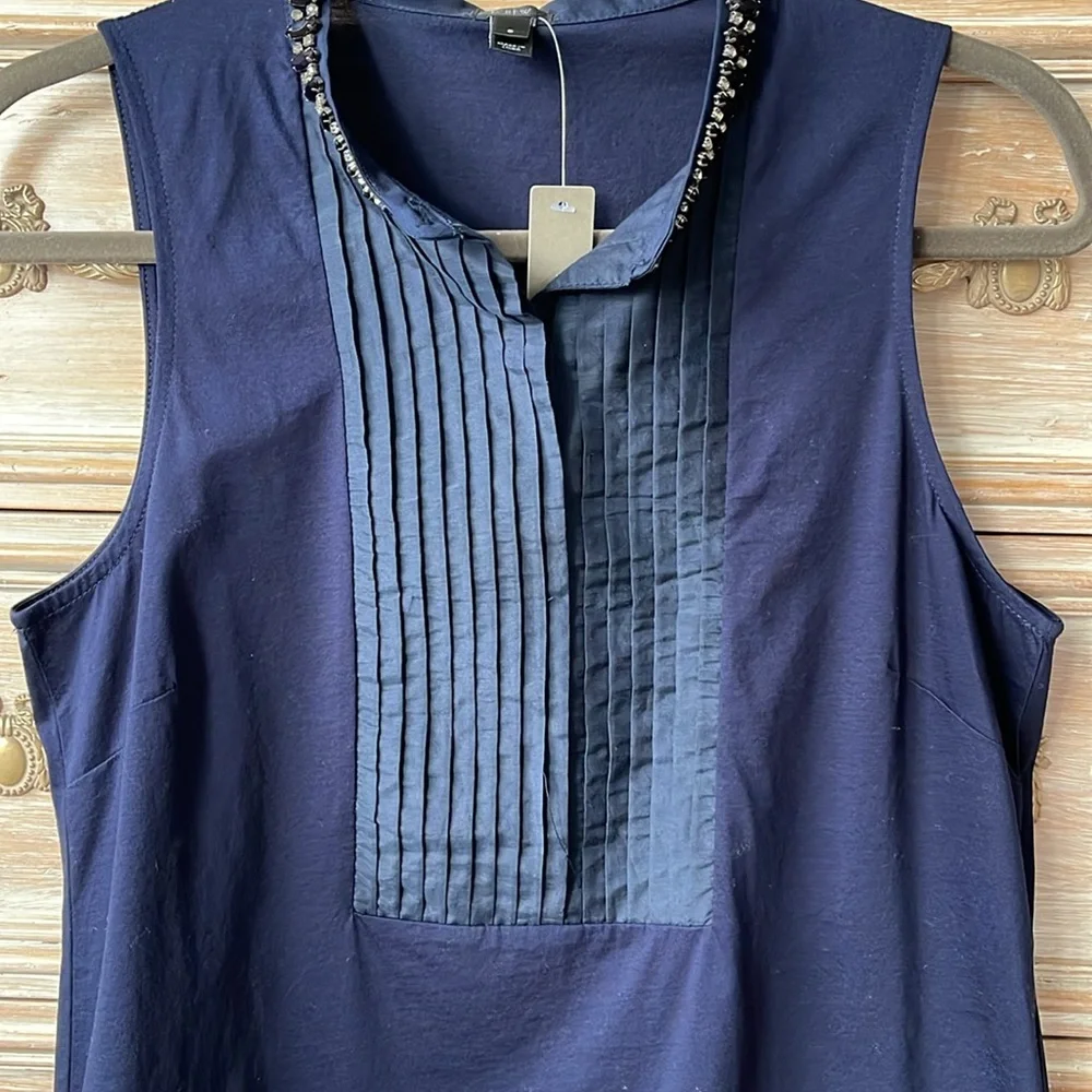 J CREW BEADED COTTON / SILK SLEEVELESS TOP